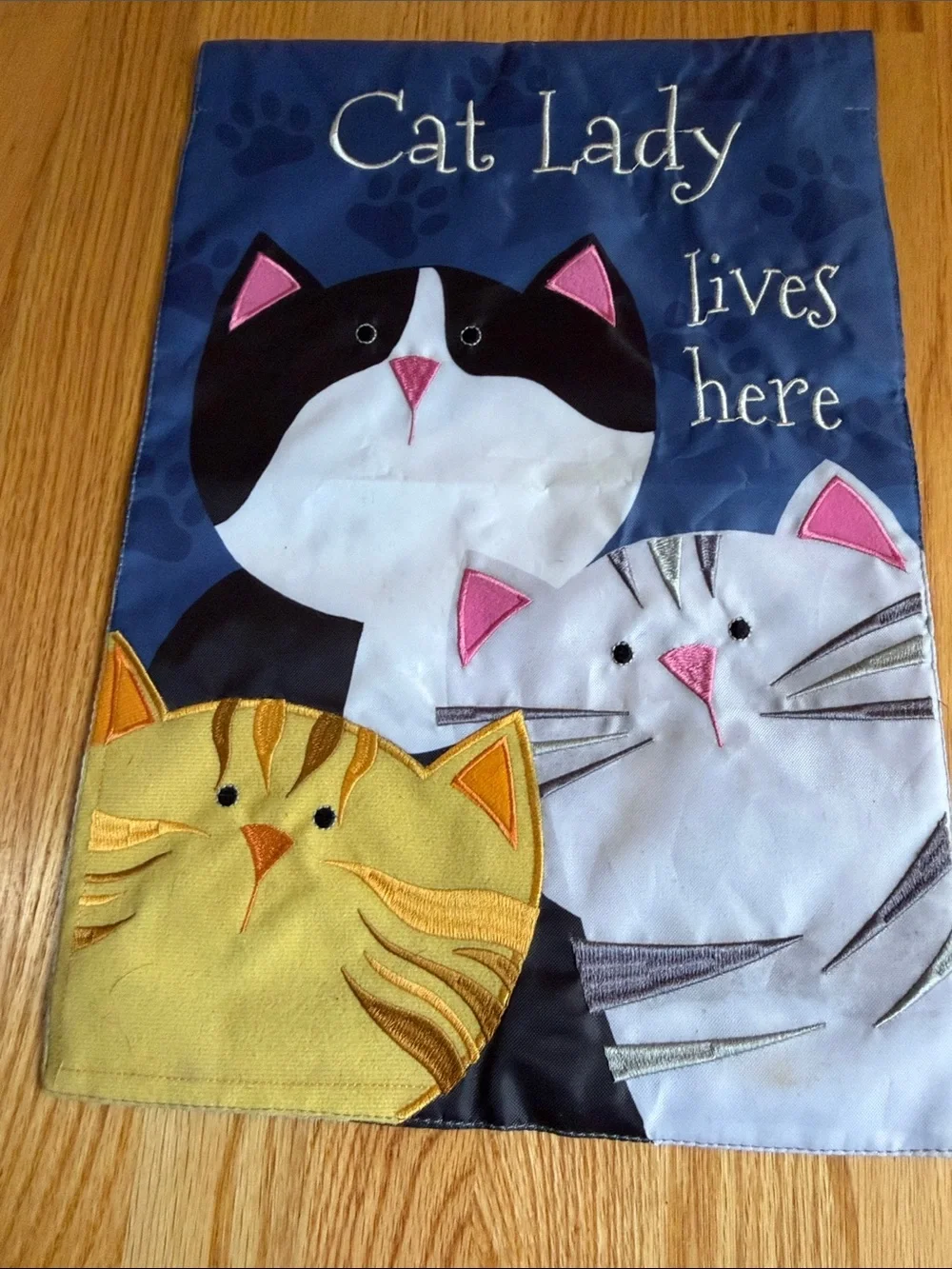Cat Lady & Spoiled Cats Decorative Garden Flags - Blue, Multicolor